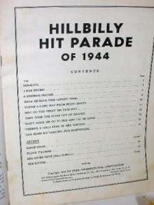 Hillbilly Hit Parade of 1944 Songbook Star Cover Photos  