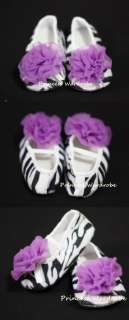 Infant Baby Girls Zebra Crib Shoes Purple Rose 0 18Mos  