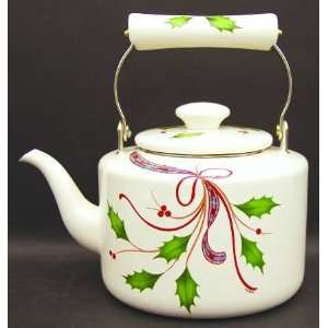  Lenox China Holiday Nouveau Gold Metal Kettle with Lid, Fine China 