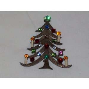   Rare Vintage Weiss 4 Candle Christmas Tree Pin Brooch 