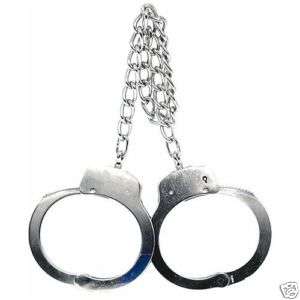 OFFICIAL POLICE MP NICKEL PLATED LEG IRONS HAND CUFFS  