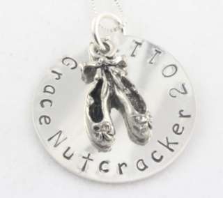   Ballerina Nutcracker Silver Necklace Handstamped Personalized Custom