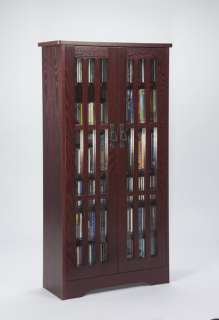   dark cherry color this is a mission design glass door cabinet for all