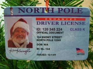 New Santa Claus Enhanced Driver License Card Ornament  
