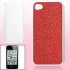 Nonslip Glitter Powder Surface Hard Back Case Red for iPhone 4 4G 4S 