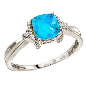   White Gold December Birthstone Blue Topaz and Diamond Ring Jewelry