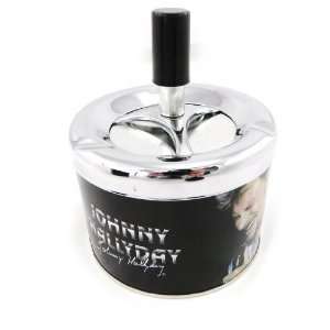  Metal ashtray Johnny Hallyday black white.