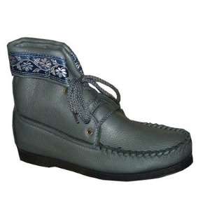     Gray/Blue Flower Womens Deerskin Princess Boots 