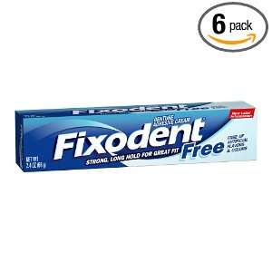  Fixodent Free Denture Adhesive Cream 2.4 Oz (Pack of 6 
