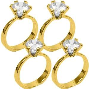  Imitation Diamond Ring Napkin Rings / Gold 4 pack