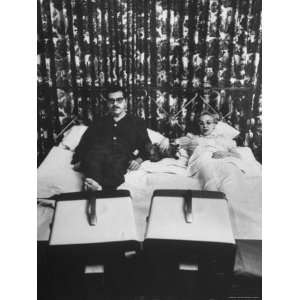  Comic Ernie Kovacs at Home in Bed Watching Twin TV Sets 