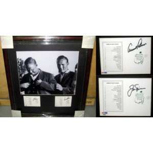 Jack Nicklaus Arnold Palmer Signed Framed Card PSA COA   Signed Golf 