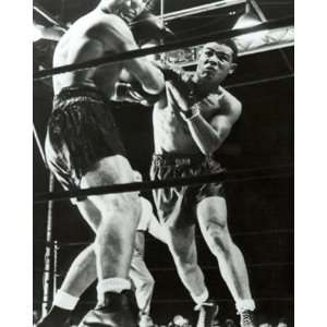 Joe Louis Punching Lou Nova Black and White 16 x 20 Photograph 