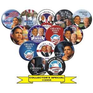  Set of 14 Barack Obama Joe Biden Buttons Pins Collectors 