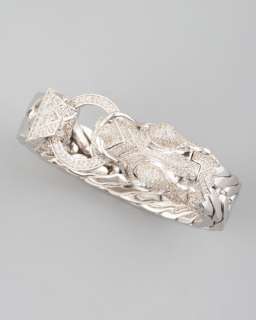 Naga Dragon Head Bracelet, White Sapphire