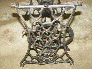 Antique Singer Treadle Sewing Machine Cast Iron Base With Wood Pitman 
