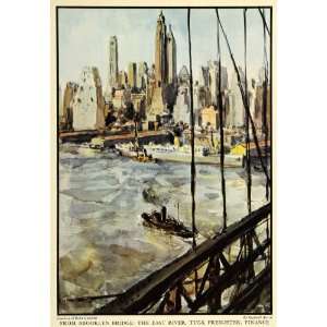  1937 Print Brooklyn Bridge East Rehn Reginald Marsh 