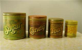   Old Fashion Replica~KITCHEN CANISTER TINS~Sugar/Candy/Tea/Popcorn