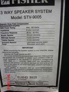 FISHER MODEL STV 9005 3 WAY SPEAKER SYSTEM  
