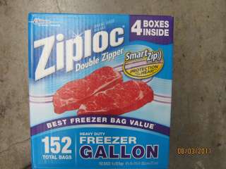 152 CT GALLON ZIPLOC DOUBLE ZIPPER FREEZER FOOD BAGS  