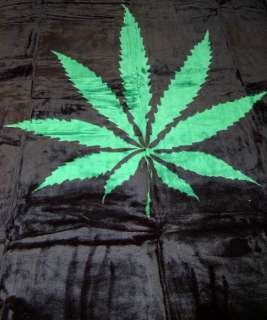 Plush Queen Size Pot Marijuana Leaf Faux Mink Blanket  