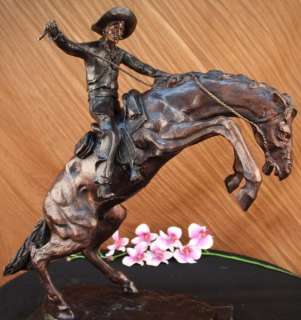 BRONCO BUSTER by Frederic Remington Bronze & Marble Sculpture Statue 
