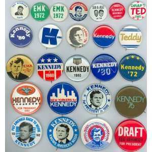   of 37 pinback buttons promoting Ted Kennedy 