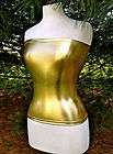 TUBE TOP STRETCH GOLD METALLIC LAME FULL LENGHT STRAPLESS CAMI 
