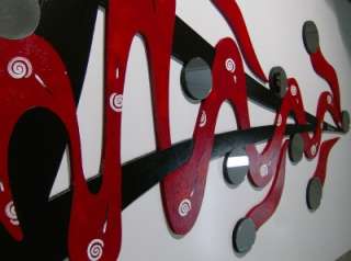 HUGE Red MODERN ABSTRACT WALL SCULPTURE WITH MIRRORS  