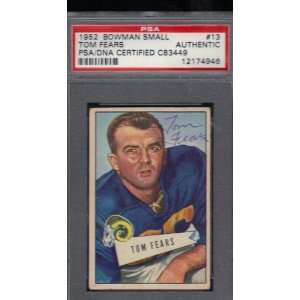  1952 Bowman Tom Fears Rams signed autographed PSA/DNA 