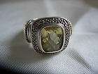 VTG 14KT & SS RING DIAMOND W CHAMPAGNE YELLOW GREEN STONE SIG ALS