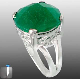   11.56cts GREEN CHALCEDONY ROUND 925 STERLING SILVER ARTISAN RING N9409