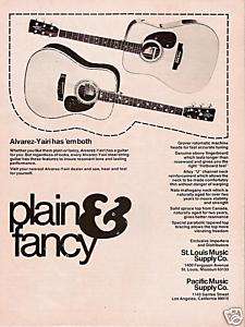 1975 Plain & Fancy Alvarez Yairi has em both Guitar Ad  