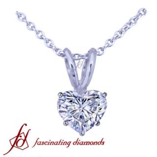 Ct Heart Shaped Solitaire Diamond Pendant 14K WHITE GOLD VS2 G GIA W 