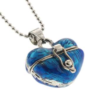Stunning Blue Heart Shape Locket Pendant With 28 Inch Chain  