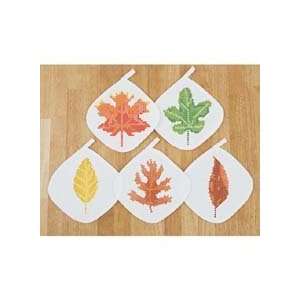  Herrschners Autumn Leaves Pot Holders Stamped Cross Stitch 