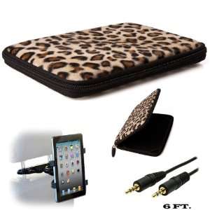 BROWN LEOPARD Faux Animal Fur Hard Cube Carrying Cover Portfolio Case 