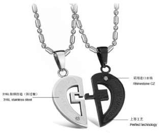   Fashion 316L Stainless Steel I Love You Heart Wedding Couple Necklaces