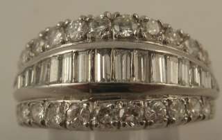   Estate 3.18cts Baguette Round Diamond 14k Gold Wedding Band Ring