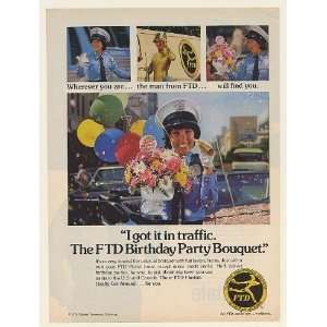   Lady Traffic Cop FTD Birthday Party Bouquet Flowers Print Ad (54176