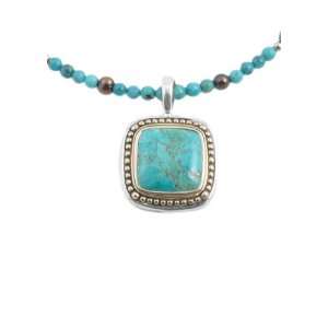  Barse Bronze Mixed Metal Turquoise Pendant Necklace 