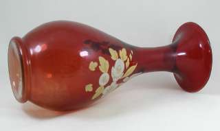 Bohemian Antique Large Ruby Flashed Glass Vase c1850 80  