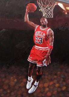 Michael Jordan Chicago Bulls Original NBA Oil Painting  