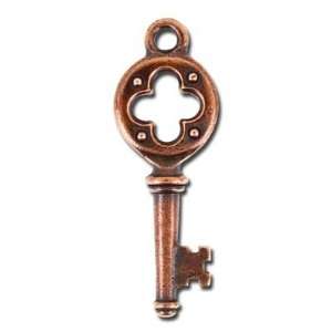  28mm Antique Copper Quatrefoil Key Charm by Tierracast 