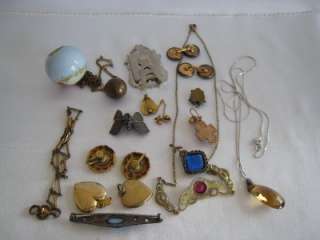 Victorian 1880 Lot of Jewelry Lockets, Enamel, Earrings, Watch Chains 