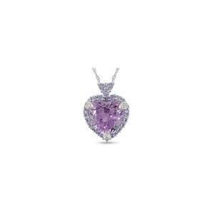 Shaped Amethyst and Tanzanite with Diamond Accent Heart Frame Pendant 