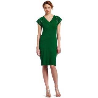  M Missoni Emerald Green V neck Wave Knit Wool Dress 