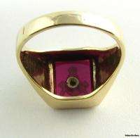 Vintage Masonic Blue Lodge Syn Red Spinel Ring   10k Yellow Gold 