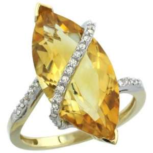  10k Yellow Gold Large Marquise Stone Swirl Ring w/ 0.15 
