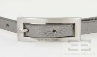 Michael Kors Silver Snakeskin Brushed Buckle Belt  